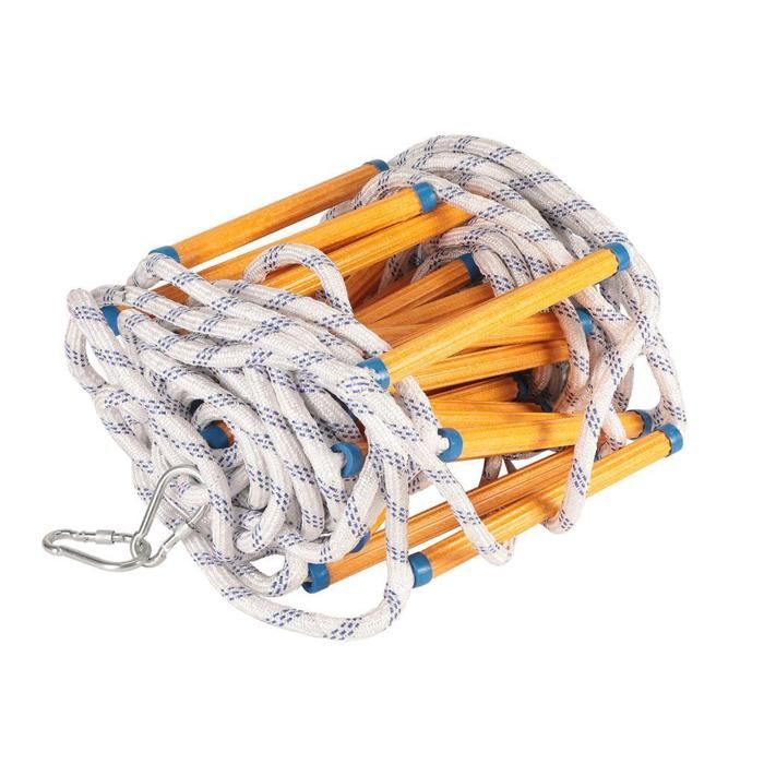 Échelle De Secours Corde 15m LZ.MZXU – Échelle Pliante Ignifuge Avec 2 Crochets Fenêtre