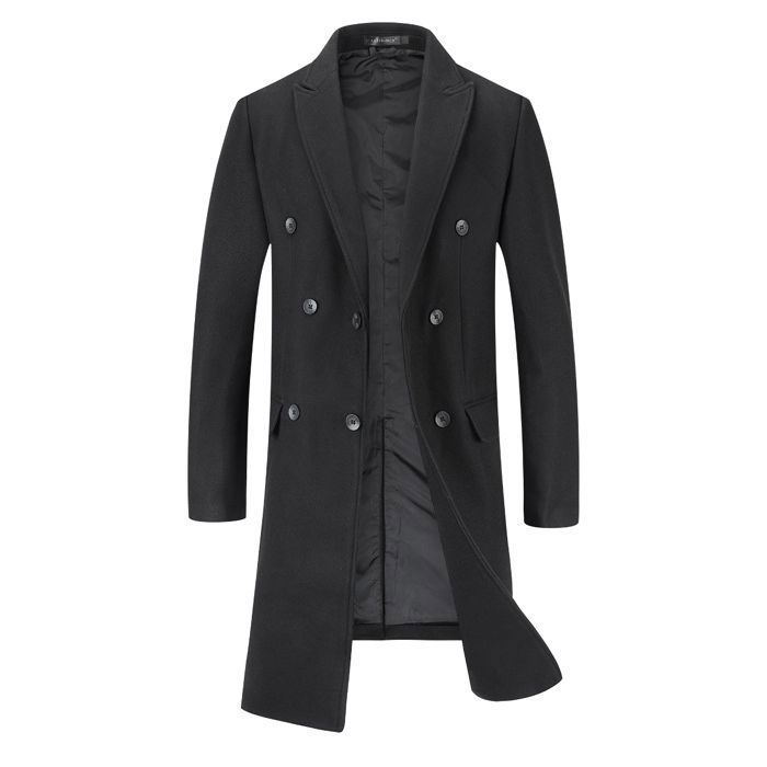 Manteau Homme Levi's Noir Laine Pois Taille S Classique Caban Doublé Coton