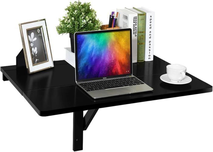 Table Murale Pliante Blanche 120x40 Cm - Bureau, Buanderie, Cuisine - Support Jusqu'à 68 Kg - 10