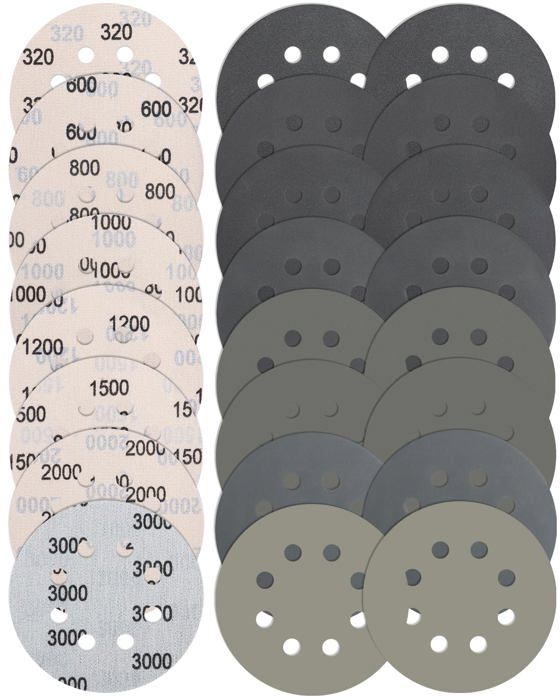 Lot De 24 Disques Abrasifs 125mm - Papier à Poncer Sec/humide - Grains 320 à 3000 Pour Voiture, Métal Et Bois