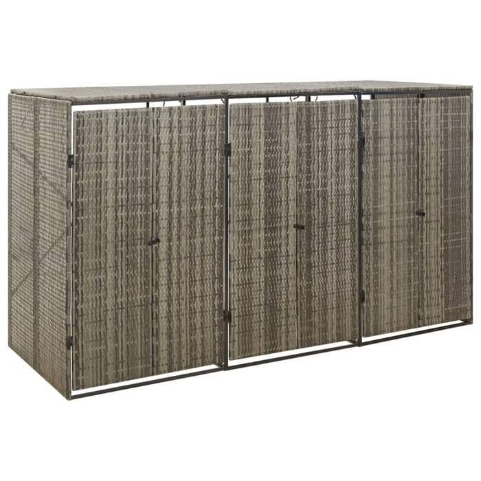 Cache Poubelle/ Abri pour poubelle - VIDAXL - triple Gris 207x80x117 cm Résine tressée CC1572137
