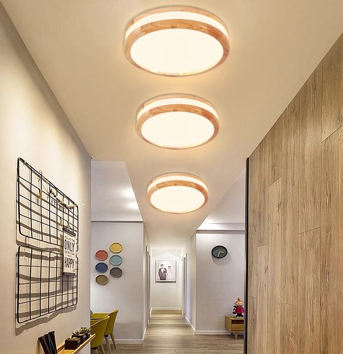 SNOGOLD 3X Plafonnier LED en Bois 40W Éclairage de Plafond Ø30CM Rond Luminaire Plafond Lumière Neutre pour Chambre Salon Entrée