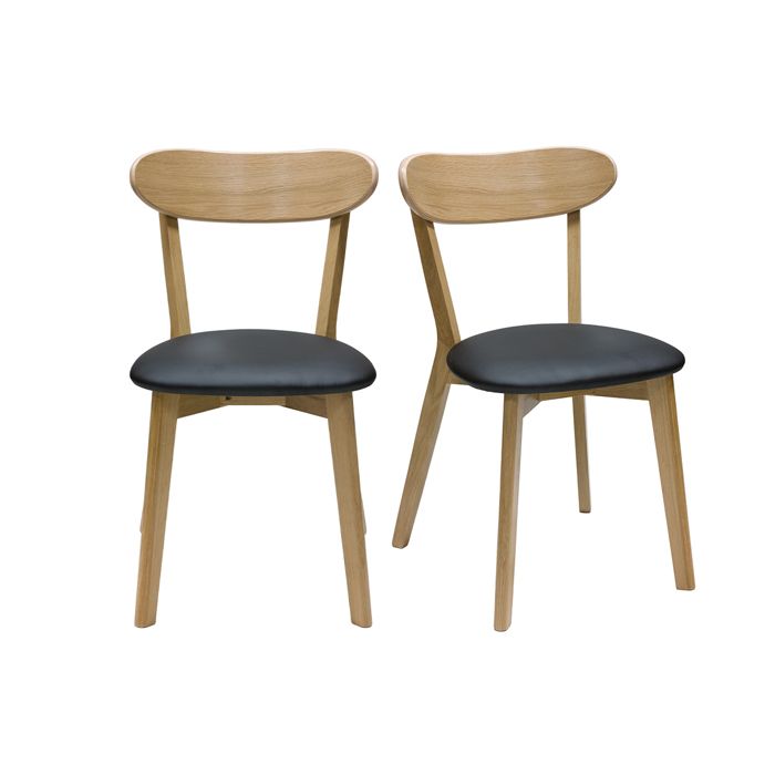 Miliboo - Chaises vintage en bois clair chêne et noir (lot de 2) DOVE