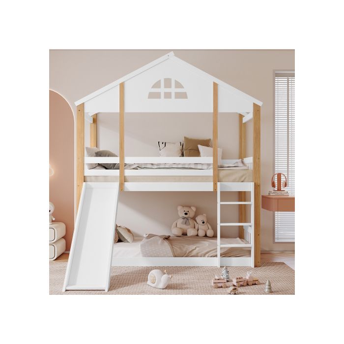 Lit Superposé En Bois Pour Maison De Poupée – Échelle 1:12 – 14,5x8,5x12 Cm – Meuble Miniature Décoratif – Cadeau Enfant