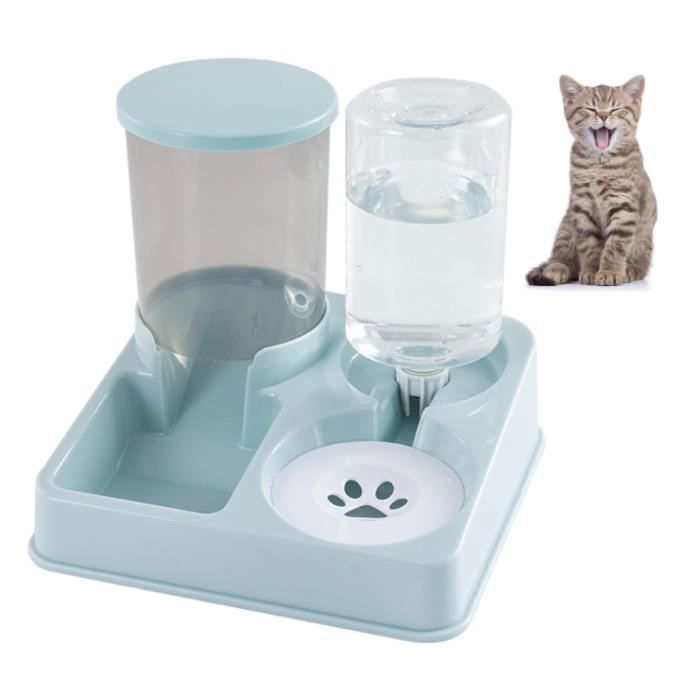 Distributeur Croquettes Et Eau2 en 1 Mangeoirs Et AbreuvoirsGamelle Automatique pour Chats Nourriture Et