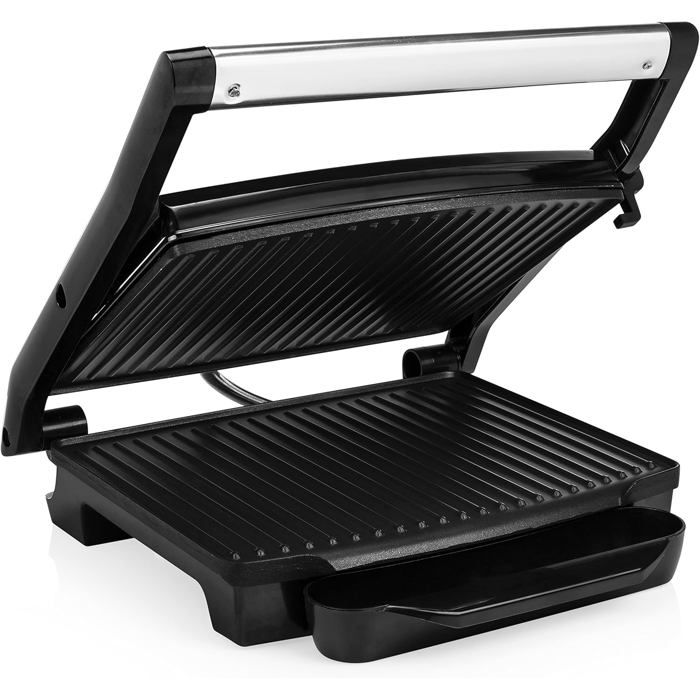 Grille-Viande Panini Princess 112415 - 2000W, Surface 30x24 Cm, Couvercle Flottant, Noir/Argent