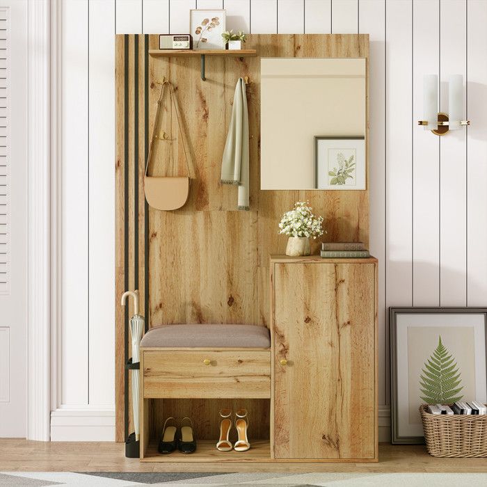 Ensemble de garde-robe garde-robe compacte garde-robe de couloir avec miroir et coussin garde - robe de couloir et de plancher