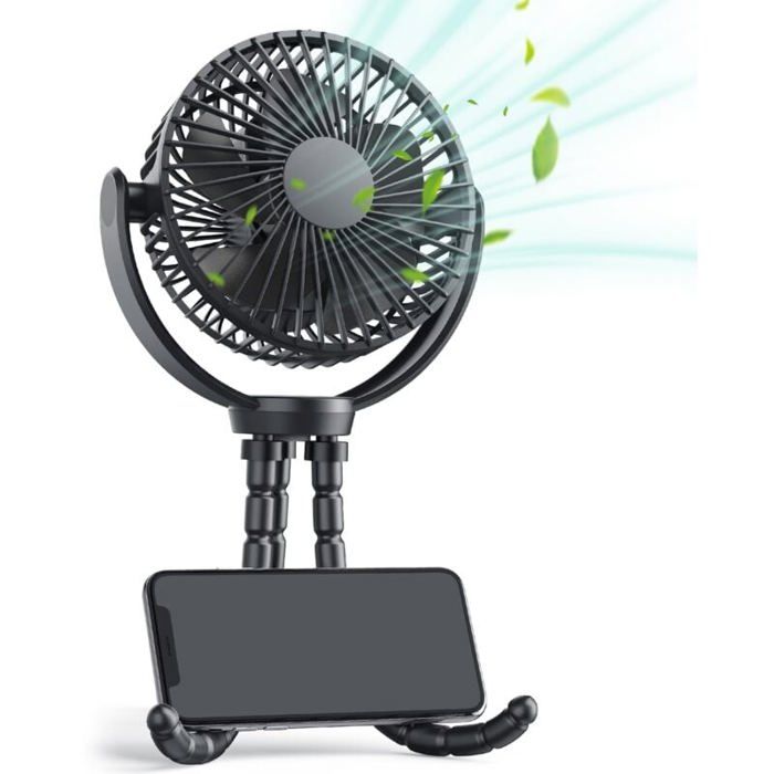 Mini ventilateur Pince USB avec batterie 5200 mAh Portable Petit Ventilateur de Bureau mini trépied - Pzcc