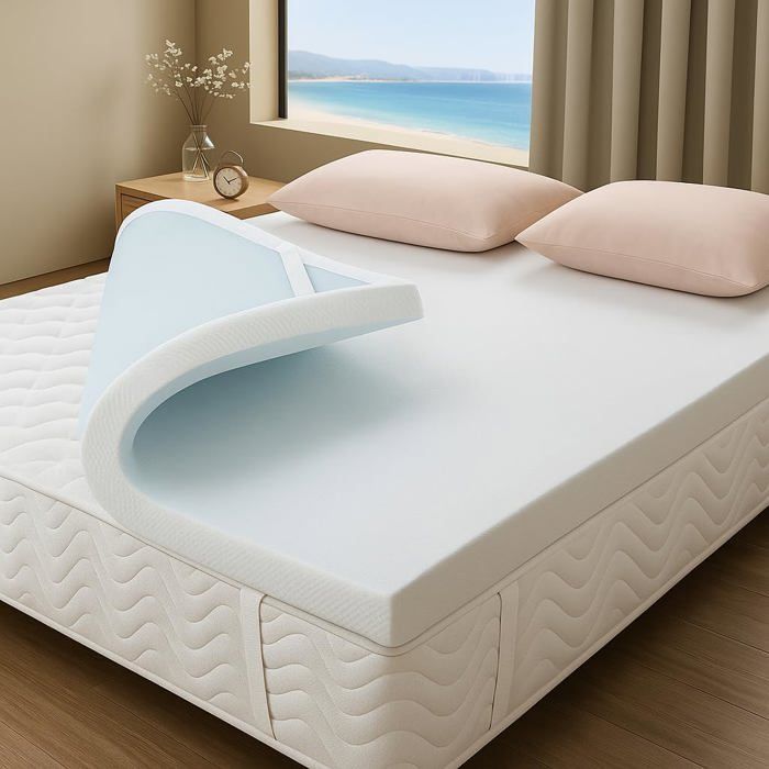 Surmatelas Viscoélastique Gel 80x190 cm 4 cm Additionnels de Confort Fabriqué en Espagne Fraîcheur et Bien-être OEKO-TEX®