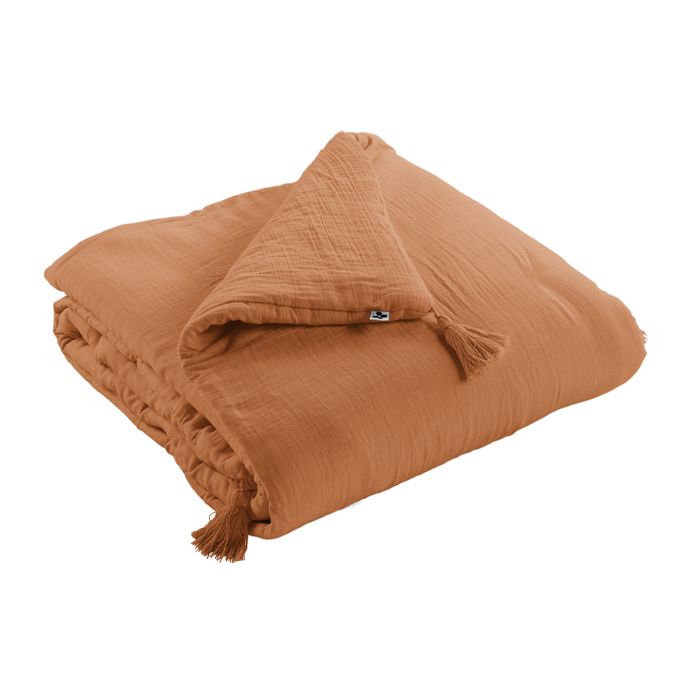 Édredon 150 x 150 cm – Double Gaze de Coton – GAÏA Abricot