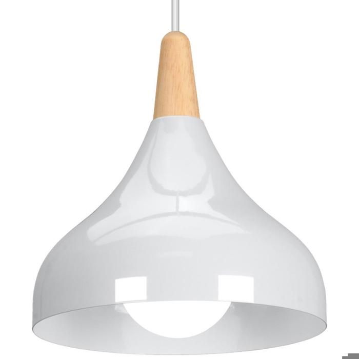 WOTTES 1 x Lustre Suspension Rétro Luminaire Moderne Style Goutte Chapeau Plafonnier E27 Métal Blanc brillant pour Salon