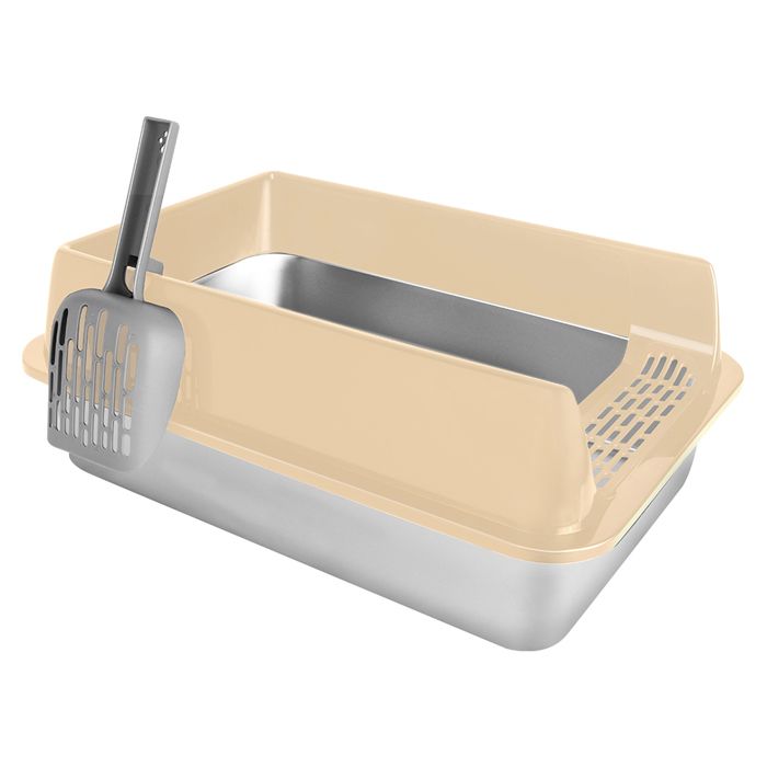 Meilleurs prix pour KEDIA Bac à Litière pour Chat Bac à Litière pour Chat en Acier Inoxydable Résidu Antiadhésif 0deur Non Absorbante