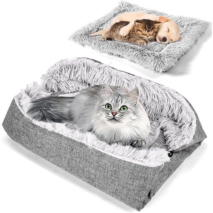 Comparer les prix de Panier doux et chaud pour chat - Tapis lavable - Coussin moelleux - Panier et tapis 2 en 1 - Confortable pour chats et petits