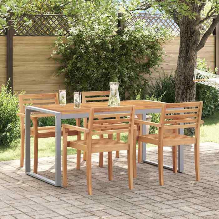 Black Friday Table à dîner de jardin BURKE 2/4 PERSONNES pour repas Gris 160x80x75 cm TTT464