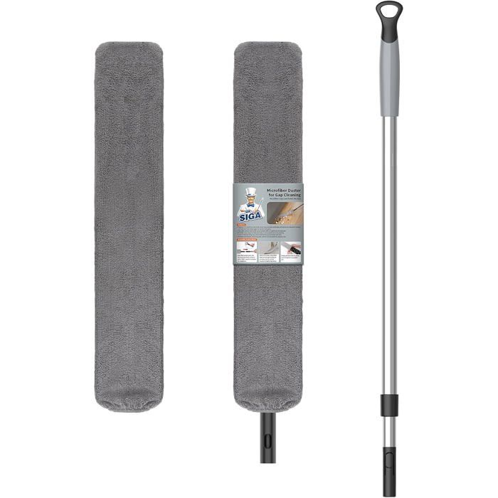 Plumeau Téléscopique Flexible en Microfibre pour sous Les Meubles ou Canapés Manche Long Réglable en Acier Inoxydable