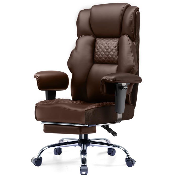 Chaise Gaming Ergonomique Large en Simili Cuir Ressorts Ensachés Fauteuil Bureau Pivotant avec Repose Pieds Réglable - vue 3