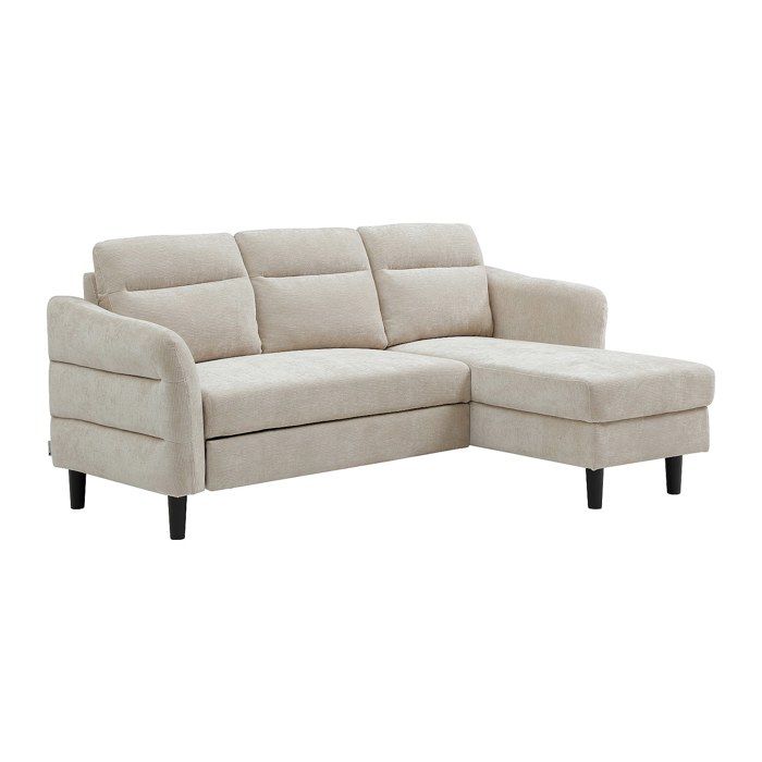 Canapé dangle convertible et réversible en tissu texturé beige VANERSI