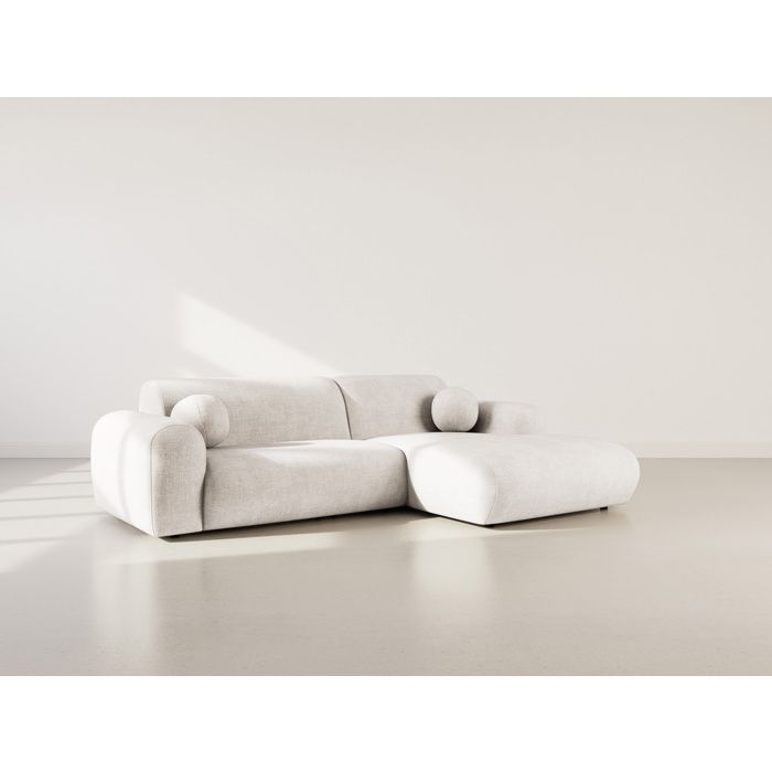 Louise - Canapé dangle droit 4 places en velours texturé - Beige