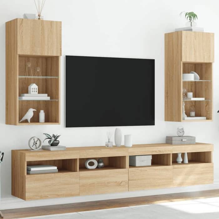Meubles TV - lumières LED RVB(1 PC)- ZENCORE - Support téléviseur/commode hifi/ARMOIRE TV 2 pcs chêne sonoma 40 Meubles TV - lumières LED RVB(1 PC)- ZENCORE - Support téléviseur/commode hifi/ARMOIRE TV 2 pcs chêne sonoma 40