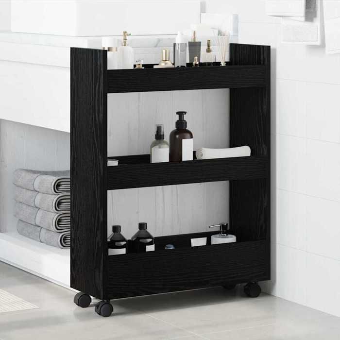 Décoratif - Chariot & îlot - Chariot de Rangement Étroit - Desserte de cuisine - Chêne noir 60x22x80cm con8829921
