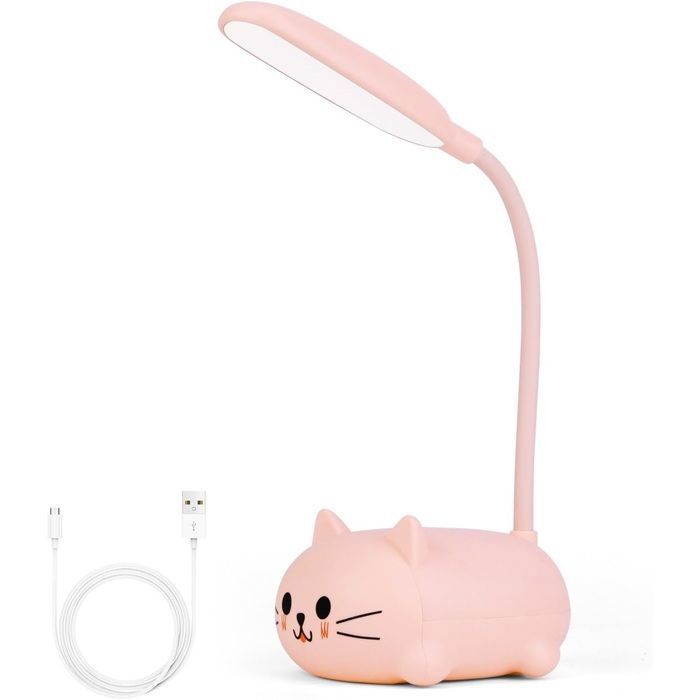 Lampe de Bureau Enfant Veilleuse Pliable Mini Chat Lampe de Lecture avec Capteur Tactile Rechargeable pour Decoration LAMPE A POSER