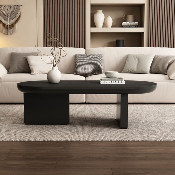 Table basse moderne - Noir - MDF - 1197x498x355 cm - Design géométrique minimaliste - Capacité de charge 30 kg
