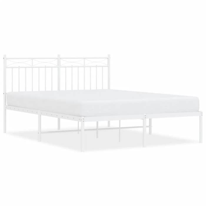 VD Cadre de lit métal sans matelas et tête de lit blanc 140x200 cm Lit chambre & Structure de lit @EU68490BONE