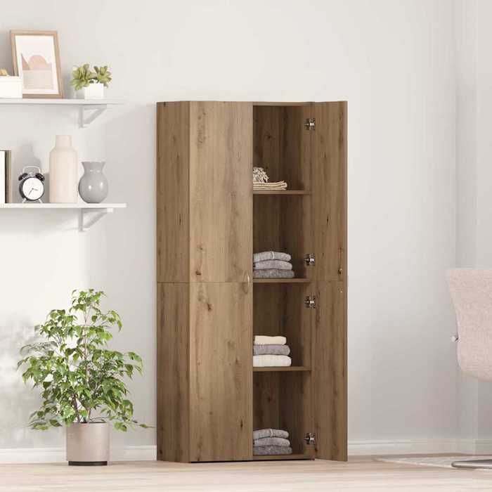Meuble Rangement - HAOSHOP - Cabinet de Bureau avec porte Chêne artisanal 70 x 32 x 77.5 cm&01_30089
