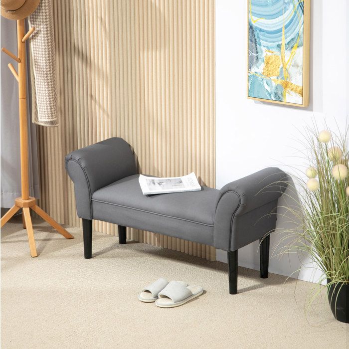 Banquette rembourrée AESVAR 102 x 36 x 51 cm banc de lit ou dentrée en tissu gris foncé charge 130 kg