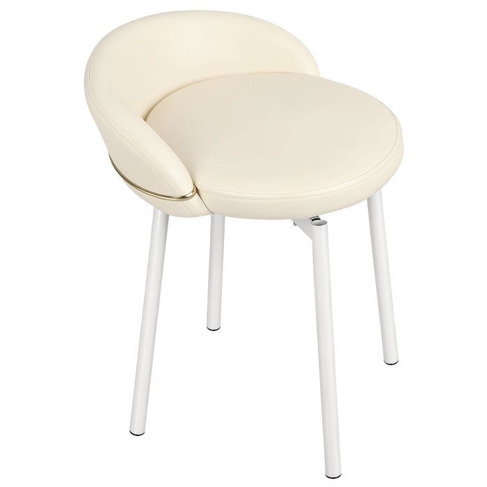 Tabouret de maquillage 36×56cm cadre métal PU dossier ergonomique mousse haute densité design élégant pour chambre coiffeuse
