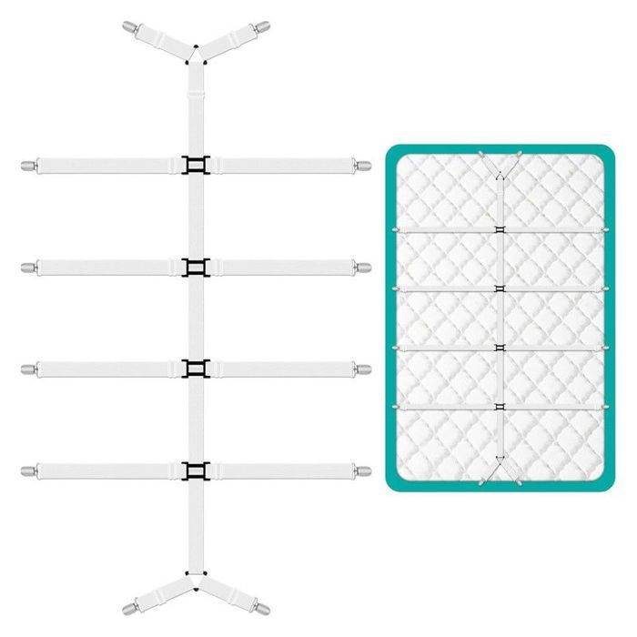 Sangles élastiques réglables pour draps fixations avec clips métalliques maintien de housses matelas et