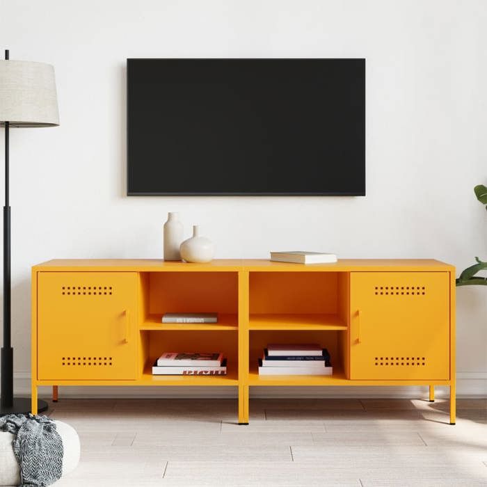 Meubles TV - vidaXL - Lot de 2 - Jaune moutarde - 68x39x50 5 cm - acier - Facile à nettoyer - Structure robuste 744294