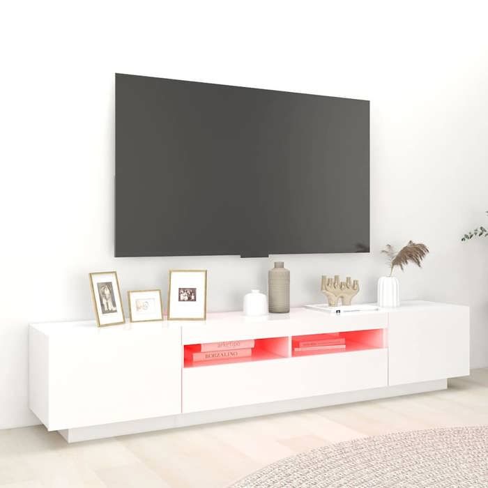 CONFORTHA®Meuble TV avec lumières LED Blanc 200x35x40 cm - Meuble HIFI (5428)