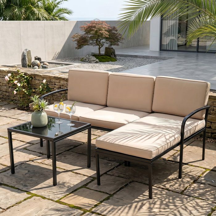 Confort extérieur salon de jardin 3 pièces avec canapé 2 places canapé dangle et table basse pour balcon