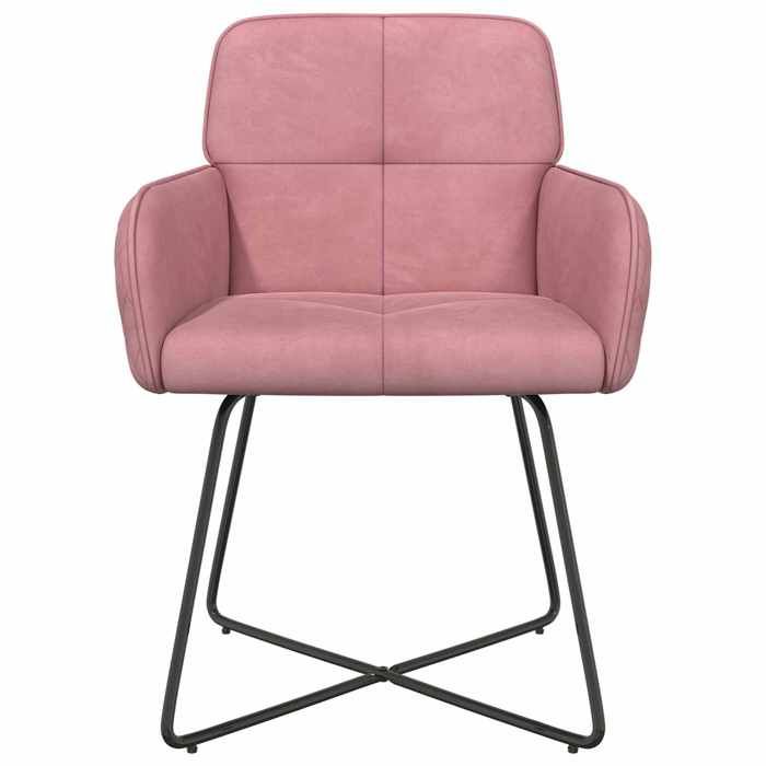 Rose Chaise de cuisine/repas LEMON Chaises de salle à manger 2 pc Velours Rose 59 x 56 5 x 86 cm Pour maison/bureau_20189