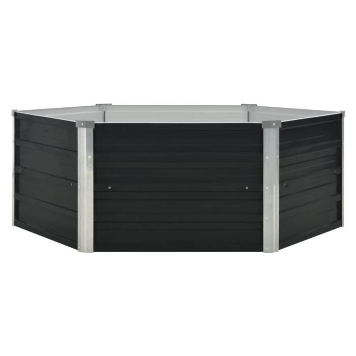 Jardinière surélevée Anthracite - ASHATA - BK45723 - Grande contenance - Hexagonal - 129x129x45 cm