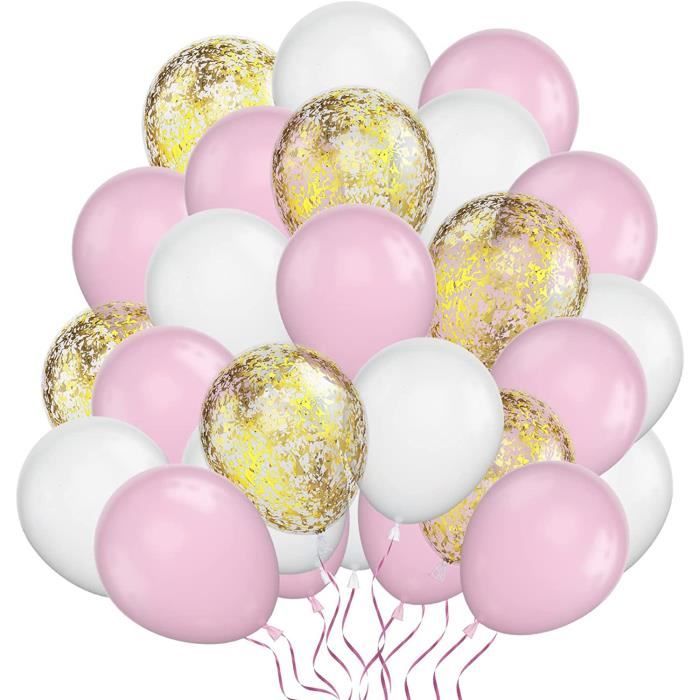 30pcs ballons anniversaire rose blanc, helium pour ballon rose