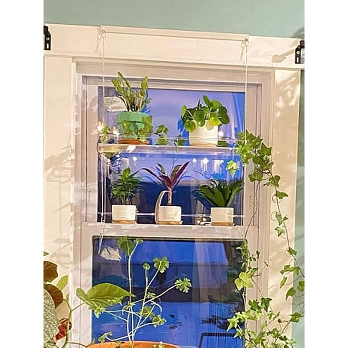 Étagère Suspendue Acrylique 3 Niveaux - Support Plantes Transparent 40x15cm - Cuisine, Salle De Bain