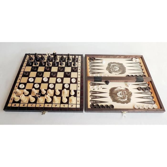 3-En-1 Jeu de Dames d'échecs en Bois Portable Échiquier Pliant Échiquier Magnétique - Autre jeux
