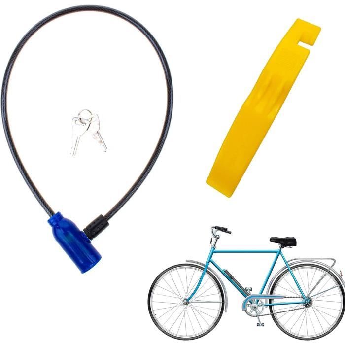 ROCKBROS Antivol Vélo Câble Caché Dans Le Guidon - Longueur 65 Cm - 2 En 1 Embout De Guidon + Antivol - Pour VTT, Vélo De Route - 4