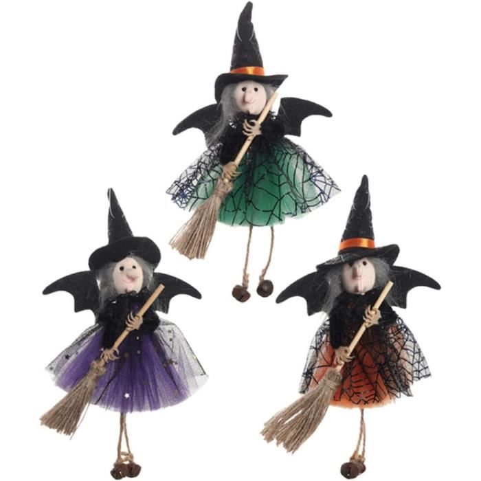 Lot de 3 poupées de sorcière à suspendre pour Halloween - Décoration d' Halloween - Décoration de maison hantée - Accessoires de décoration  effrayants pour extérieur et intérieur : : Maison
