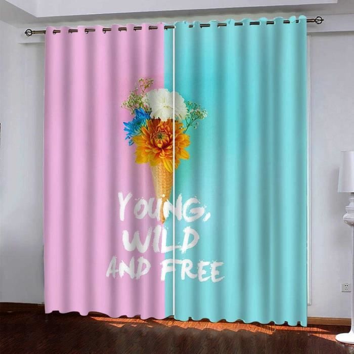 Rideaux Occultants 3D Forêt Lac Ensoleillé 264x240 Cm - 100% Polyester Isolant - 12