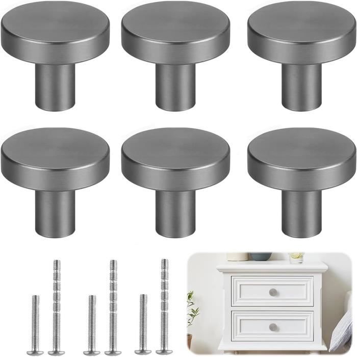6 Pièces Poignée Meuble(Gris) Bouton de Porte Bouton Tiroir Metal ...