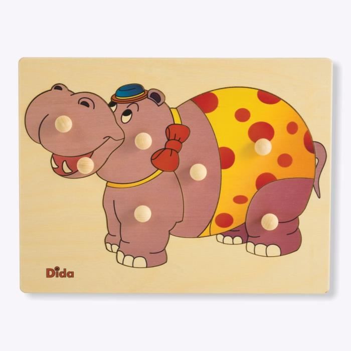 Dida Puzzle Bois Bebe Hippopotame Puzzles Pour Les Enfants Avec Boutons En Bois Cdiscount Jeux Jouets