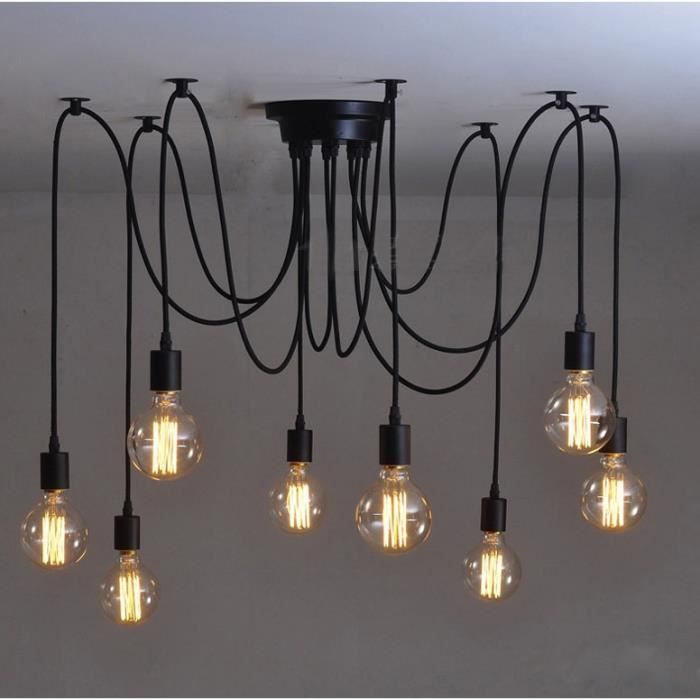 Lampe Suspension Type Cloche en Métal Noir Intérieur Doré E27