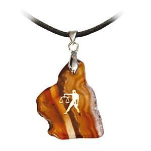 Pendentif - Lhorin Esotérisme - Agate - Noir - Cordon noir - Signe Balance