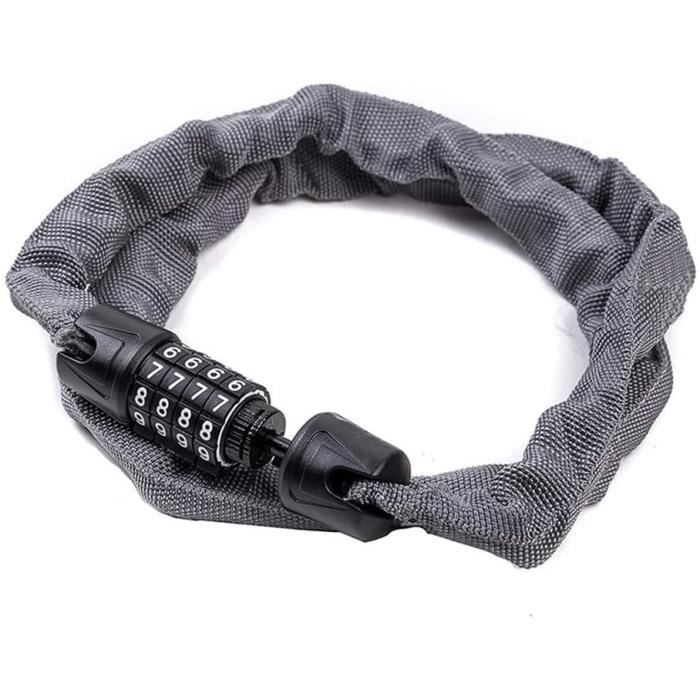 Adiwo Chaîne Antivol 85 Cm – Acier Allié, 2 Clés – Protection Tissu Polyester – Vélo, Scooter, Portail