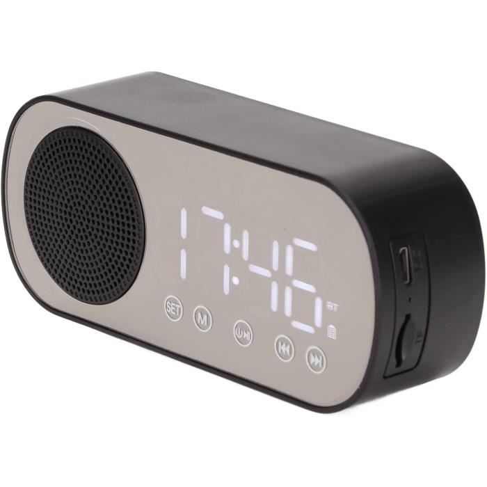 S2 Bluetooth 4.2 Haut-parleur Stéréo Radio FM Appel Mains Libres Bureau Réveil Affichage à LED Miroir [Rose Doré], Montre, Top Prix