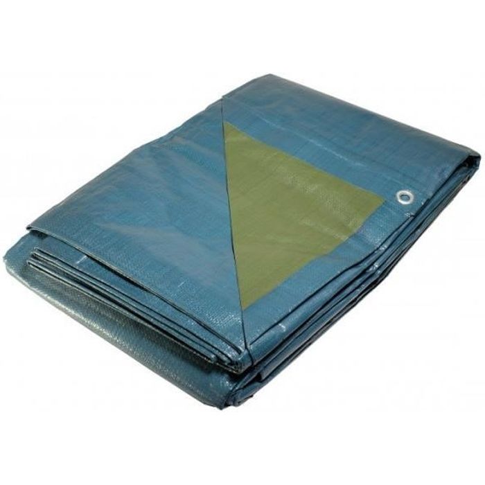 Bâche Travaux - KALEMBAL - 6x10 m - Résistante - Etanche - Anti-UV - Bleue et verte