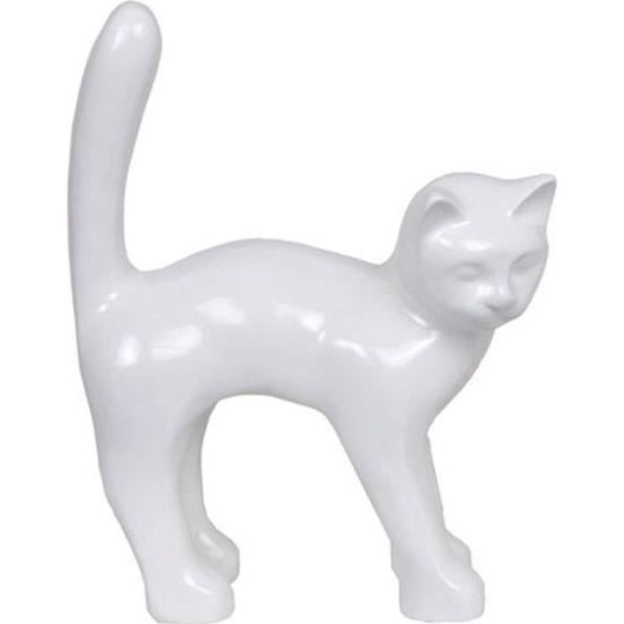 Statue En Resine Chat Blanc 45 Cm Cdiscount Maison